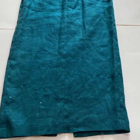 Liz Claiborne Vintage Linen Maxi Dress Womens 10 Green 90s Button Front Pockets - Picture 16 of 16